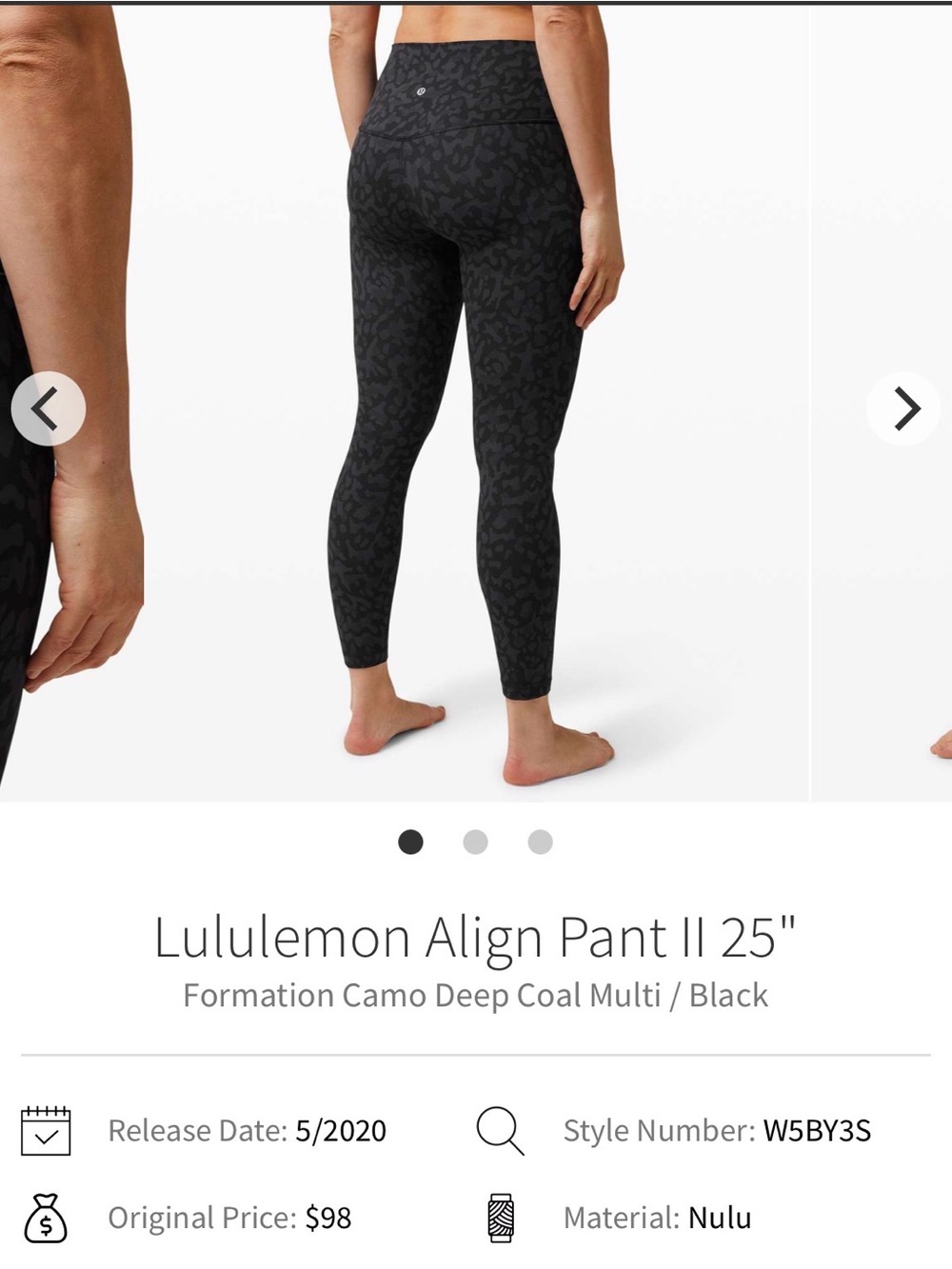 lululemon athletica Formation Camo Leggings in Deep Coal Multi and Black